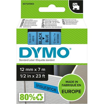 Dymo 45016 (S0720560) Tape Zwart op blauw (12 mm)