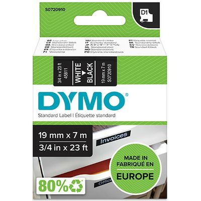 Dymo 45811 (S0720910) Tape Wit op zwart (19 mm)