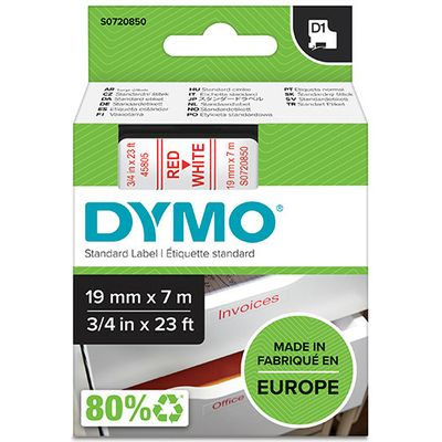 Dymo 45805 (S0720850) - (19 mm) - Rouge sur blanc - Ruban