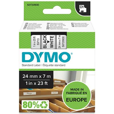 Dymo 53713 (S0720930) - (24 mm x 24 mm) - Noir sur blanc - Ruban
