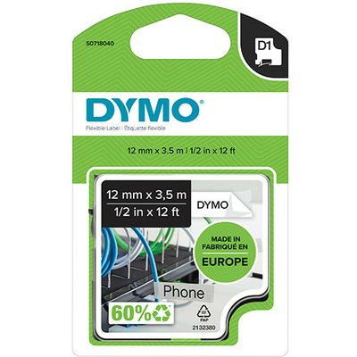 Dymo 16957 (S0718040) - (12 mm) - Noir sur blanc - Ruban
