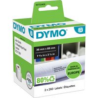 Dymo 99012 (S0722400) - (36 mm x 89 mm) 2 rouleaux - Noir sur blanc - Étiquette