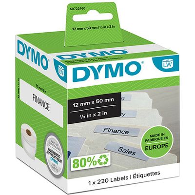 Dymo 99017 (S0722460) Etiket Zwart op wit (12 mm x 50  mm)