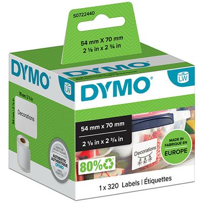 Dymo 99015 (S0722440) Etiket Zwart op wit (54 mm x 70  mm)