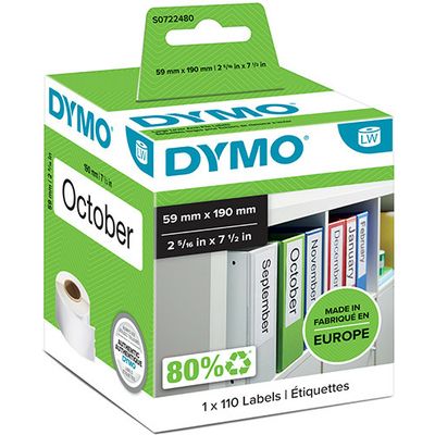 Dymo 99019 (S0722480) Etiket Zwart op wit (59 mm x 190  mm)