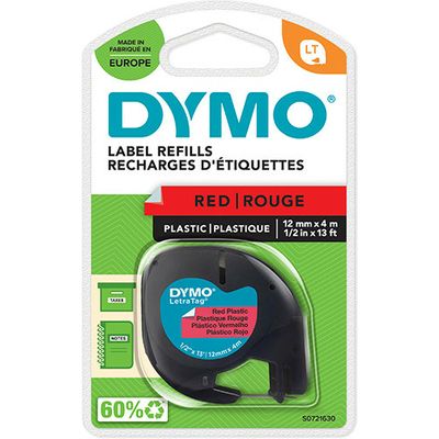 Dymo S0721630 (91203) Tape Zwart op rood (12 mm)