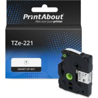PrintAbout Huismerk vervangt Brother TZe-221 Tape Zwart op wit (9 mm)