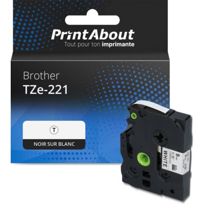 Ruban compatible Brother TZe-221 - (9 mm) - Noir sur blanc