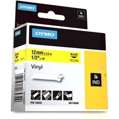 Dymo 18432 (S0718450) Tape Zwart op geel (12 mm)