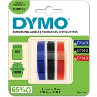 Dymo S0847750 Tape Wit op zwart/rood/blauw (9 mm)