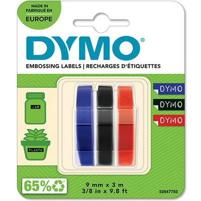 Dymo S0847750 Tape Wit op zwart/rood/blauw (9 mm)