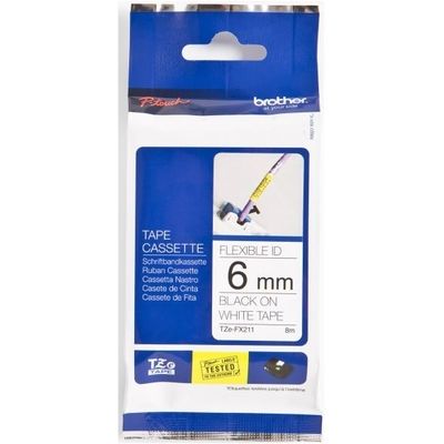 Brother TZe-FX211 - (6 mm) - Noir sur blanc - Ruban