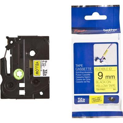 Brother TZe-FX621 - (9 mm) - Noir sur jaune - Ruban