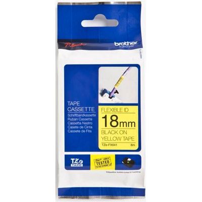Brother TZe-FX641 - (18 mm) - Noir sur jaune - Ruban