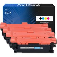 Toner compatible HP 507X (CE400X) - 4 couleurs - Grande capacité - Multipack