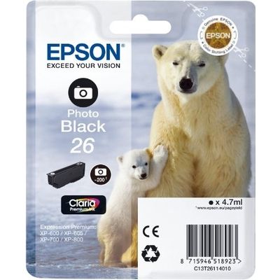 Epson 26 (C13T26114012) - Noir photo - Cartouche d'encre