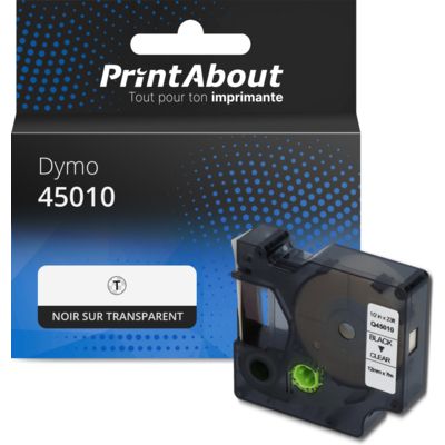 Ruban compatible Dymo 45010 (S0720500) - (12 mm) - Noir sur transparent