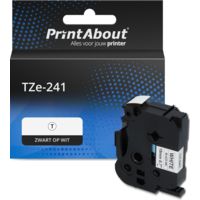 PrintAbout Huismerk vervangt Brother TZe-241 Tape Zwart op wit (18 mm)