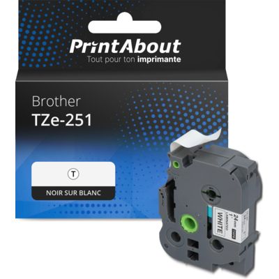 Ruban compatible Brother TZe-251 - (24 mm) - Noir sur blanc