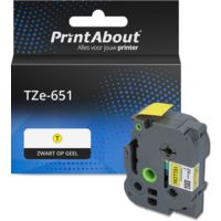 PrintAbout Huismerk vervangt Brother TZe-651 Tape Zwart op geel (24 mm)
