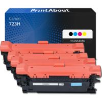 Toner compatible Canon 723H - 4 couleurs - Grande capacité - Multipack
