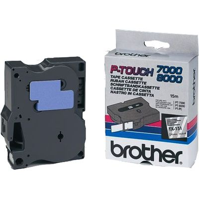 Brother TX-151 - (24 mm x 24 mm) - Noir sur transparent - Ruban