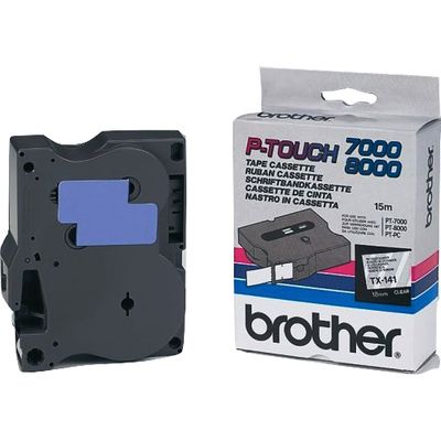 Brother TX-141 Tape Zwart op transparant (18 mm)