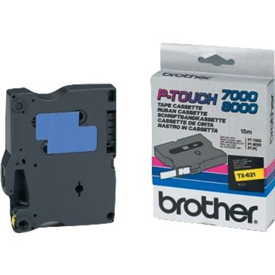 Brother TX-621 Tape Zwart op geel (9 mm)