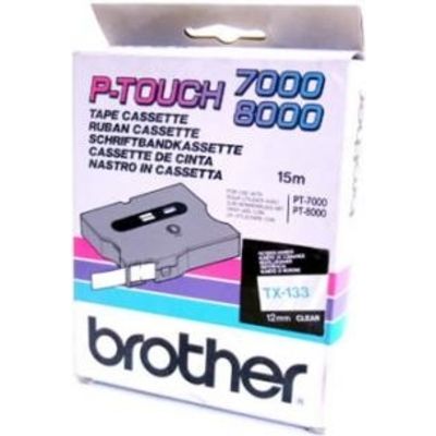 Brother TX-133 Tape Blauw op transparant (12 mm)