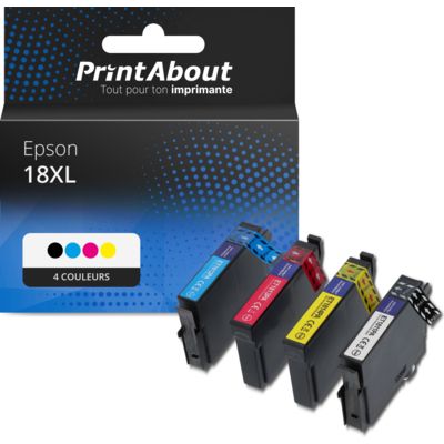 Cartouche compatible Epson 18XL (T1816) - 4 couleurs - Grande capacité - Multipack