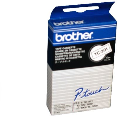 Brother TC-201 Tape Zwart op wit (12 mm)