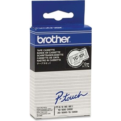 Brother TC-101 Tape Zwart op transparant (12 mm)