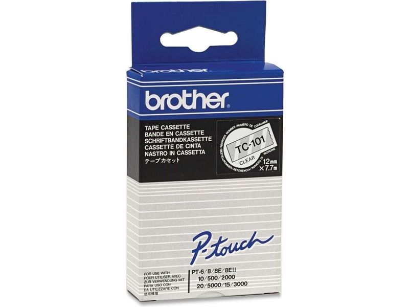 Brother Tc-101 labelprinter-tape Zwart op zilver