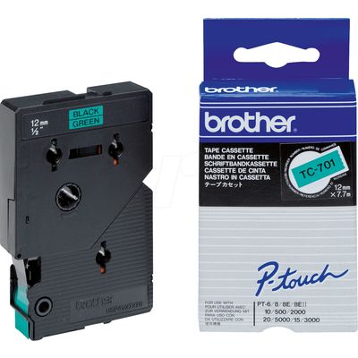 Brother TC-701 - (12 mm) - Noir sur vert - Ruban