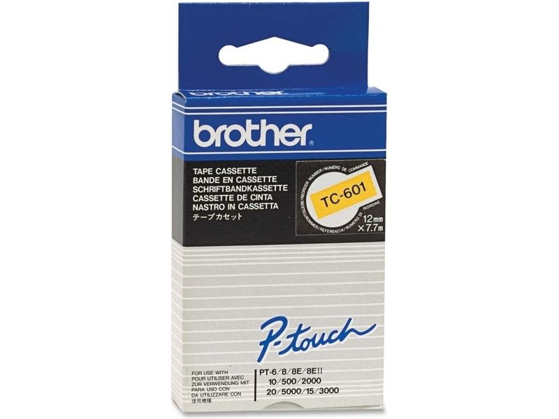 Brother Tc-601 labelprinter-tape Zwart op geel