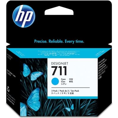 HP 711 (CZ134A) Inktcartridge 3x Cyaan - Multipack