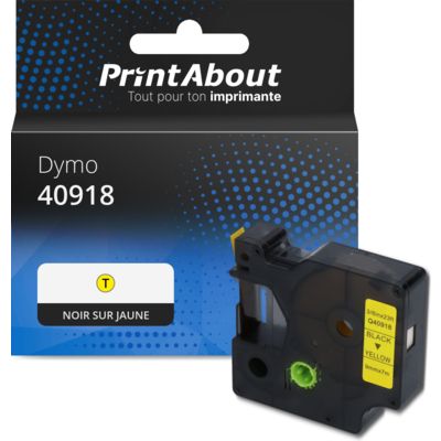Ruban compatible Dymo 40918 (S0720730) - (9 mm) - Noir sur jaune