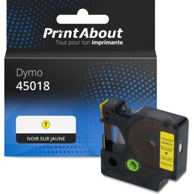 Ruban compatible Dymo 45018 (S0720580) - (12 mm) - Noir sur jaune