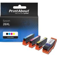 Huismerk Epson 26XL (T2636) Inktcartridge 4-kleuren Multipack Hoge capaciteit