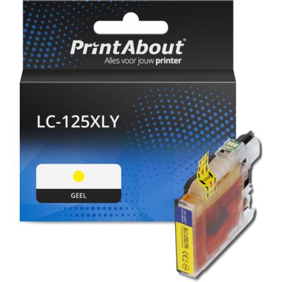 PrintAbout Huismerk vervangt Brother LC-125XLY Inktcartridge Geel Hoge capaciteit