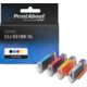 Huismerk Canon CLI-551 C/M/Y/BK XL Inktcartridge 4-kleuren Multipack Hoge capaciteit