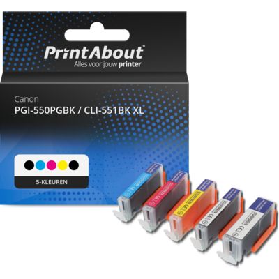 Huismerk Canon PGI-550PGBK / CLI-551BK XL Inktcartridge 5-kleuren Multipack Hoge capaciteit