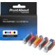 Cartouche compatible Canon PGI-550PGBK / CLI-551BK XL - 5 couleurs - Grande capacité - Multipack