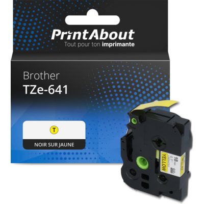 Ruban compatible Brother TZe-641 - (18 mm) - Noir sur jaune