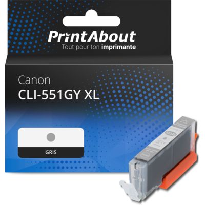 Cartouche compatible Canon CLI-551GY XL - Gris - Grande capacité