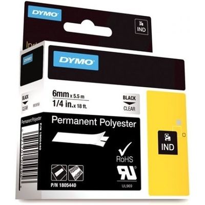 Dymo 1805440 Tape Zwart op transparant (6 mm)