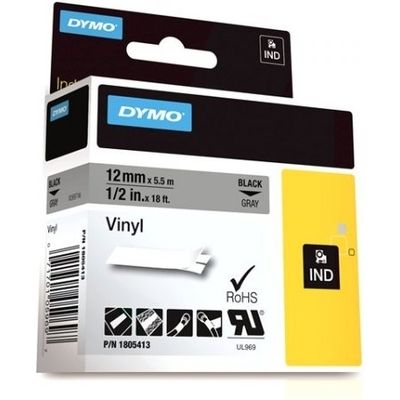 Dymo 1805413 Tape Zwart op grijs (12 mm)