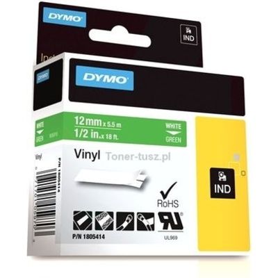 Dymo 1805414 Tape Wit op groen (12 mm)