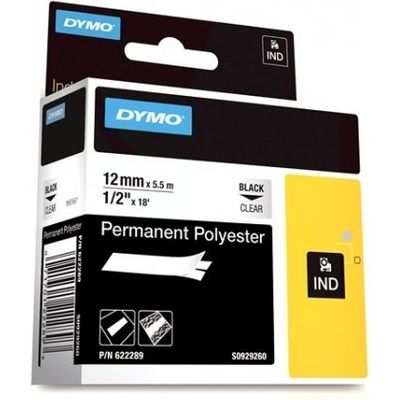 Dymo 622289 Tape Zwart op transparant (12 mm)