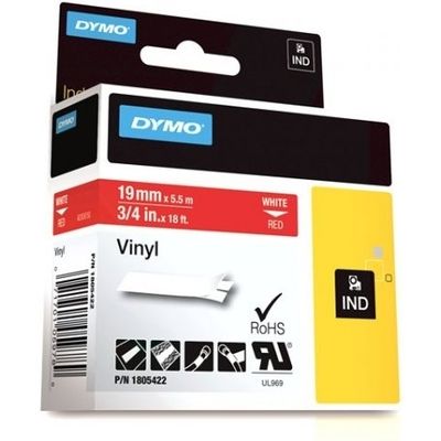 Dymo 1805422 Tape Wit op rood (19 mm)